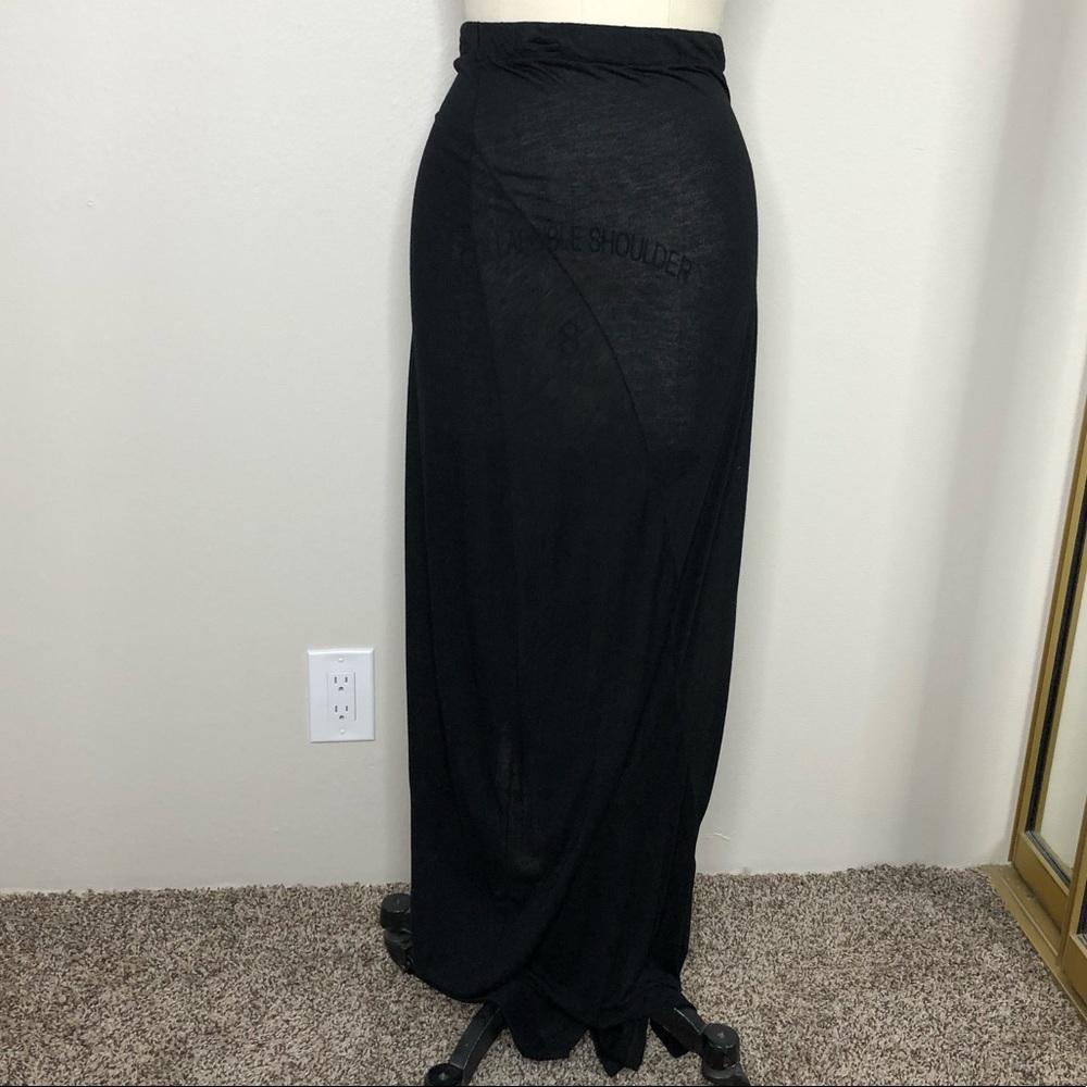 Pure DKNY Black Jersey Paneled Maxi Skirt, XS P